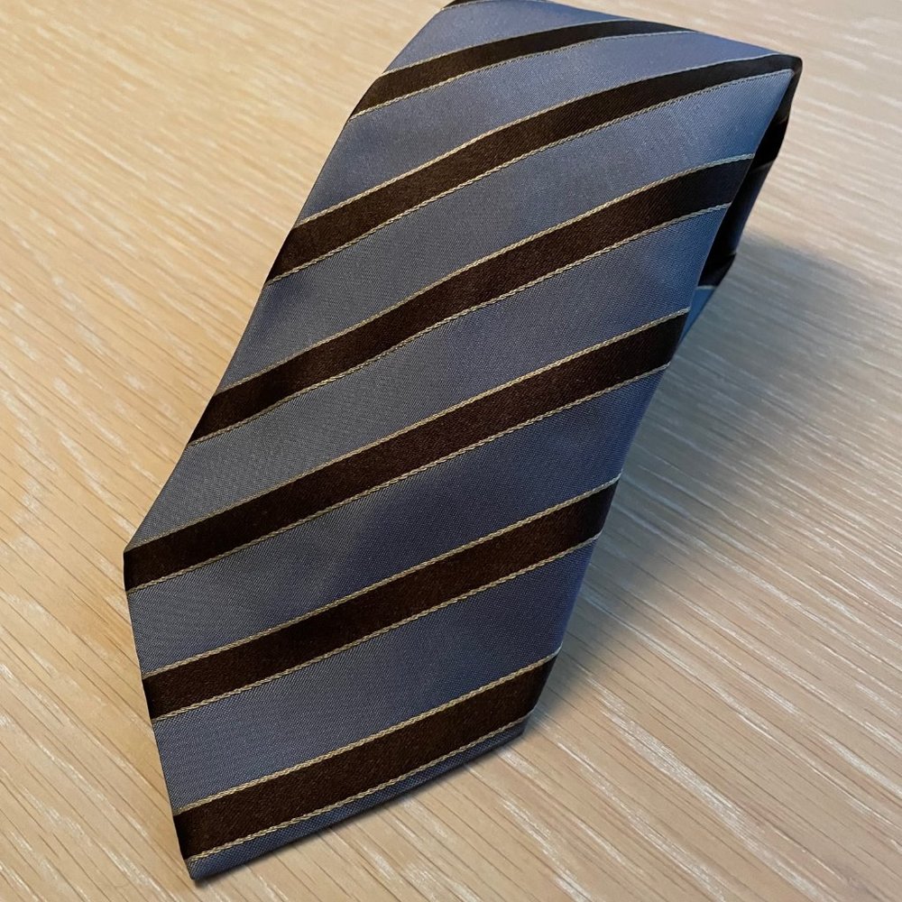 Hugo Boss - Silk Tie - Blue with Brown Strips